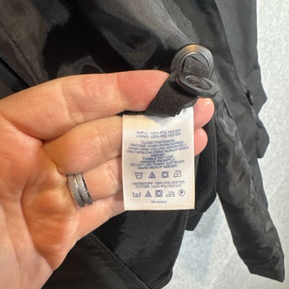 Lands End Women’s Waterproof Rain Coat Windbreaker Black Size L/P‎  14-16 VTG - Picture 8 of 16